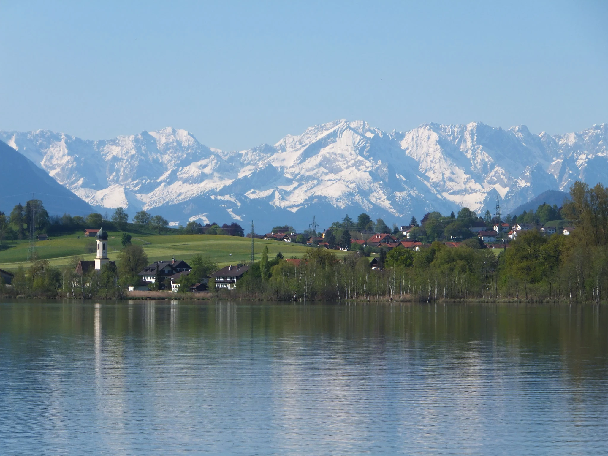 Riegsee mit Blick auf die Zugspitze