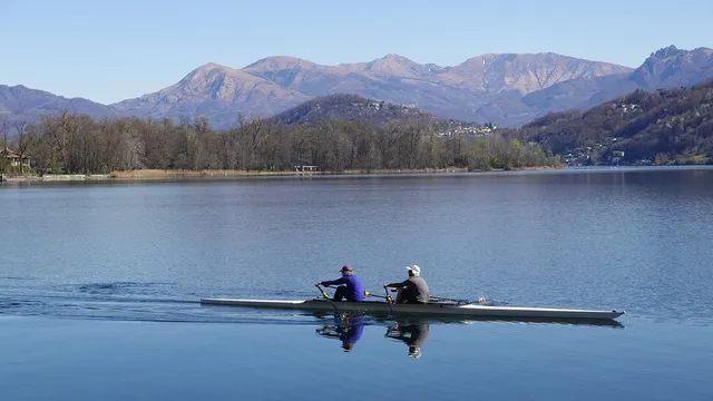 Bei Regatta Villach, vlnr Trainer F. Darscheid, Luisa und Julian Birker
